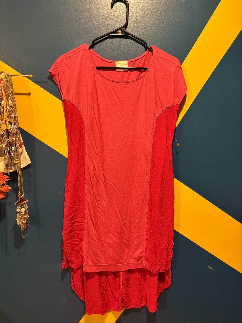 Anthropologie T. La Red Short Sleeve Midi Dress EUC
